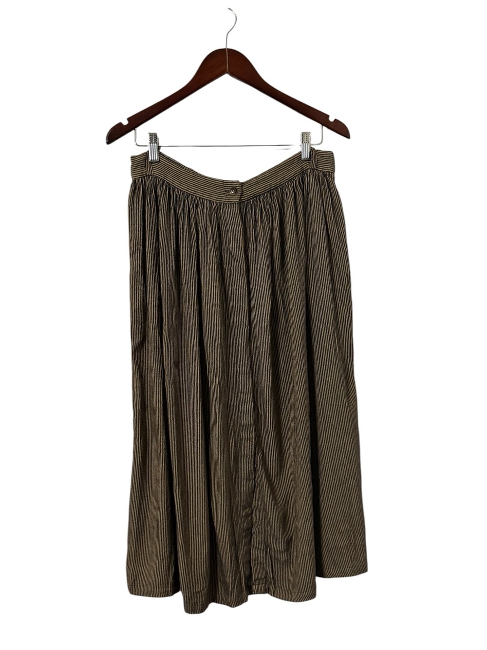 SESSUN Massari Striped Pleated Sand Black Midi Skirt - Picture 2 of 8